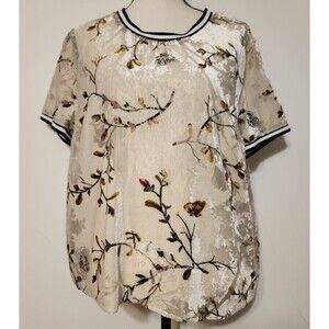 A New Day Shimmery Velvet Burnout Butterfly Ringer sleeve Top XXL Volup Boho